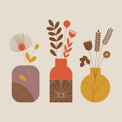 Floral abstract background with decorative flowers and leaves in vector illustration style