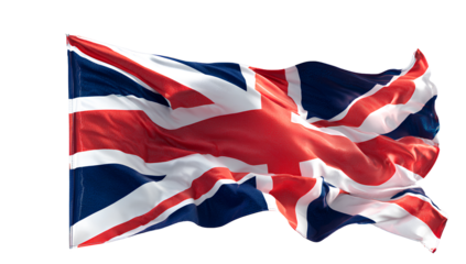  the british flag is waving on the pole, a transparent background png file.