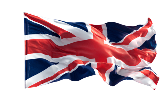  the british flag is waving on the pole, a transparent background png file.