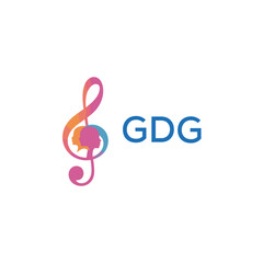 GDG “Creative music academy logo with silhouette heads and notes” GDG  Later Logo, “Modern music therapy logo with faces and note symbol”
