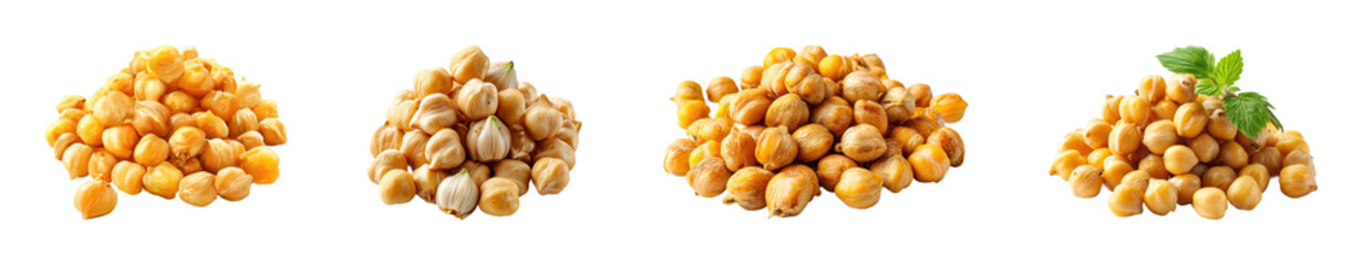 Chickpeas varieties display kitchen food natural, isolated on transparent background, png set