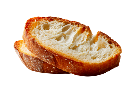 Fresh bread slices on clear background