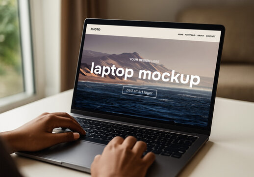 Laptop screen psd mockup