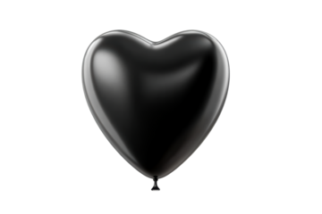 Black heart balloon, transparent bg