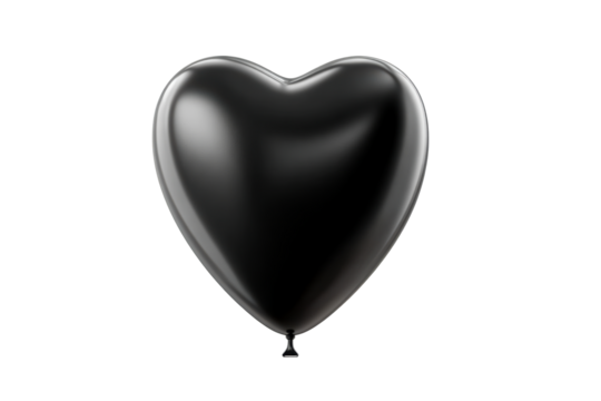 Black heart balloon, transparent bg - Powered by Adobe