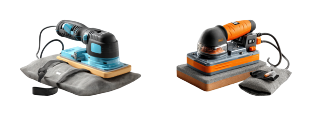 Power tool demonstration sanders workshop tools, isolated on transparent background, png set