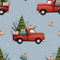 christmas card with a car