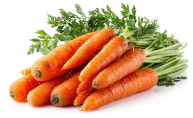 Fresh bunch of carrots with green tops