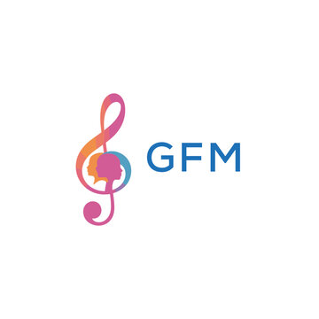GFM  &ldquo;Creative music logo with human silhouettes and treble clef in gradient colors, GFM  Later Logo, modern artistic design isolated on white background&rdquo;
