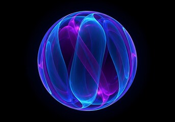 Abstract glowing sphere with swirling blue and purple energy patterns