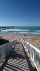 Obraz premium Beach View From Wooden Steps