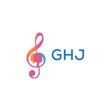 GHJ &ldquo;Creative music logo with human silhouettes and treble clef in gradient colors, GHJ Later Logo, modern artistic design isolated on white background&rdquo;
