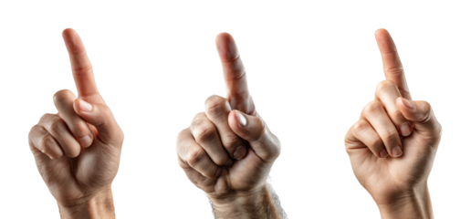 Sign language gesture demonstration series neutral, isolated on transparent background, png set