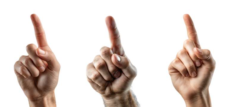 Sign language gesture demonstration series neutral, isolated on transparent background, png set