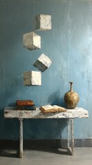 Floating Cubes on Table