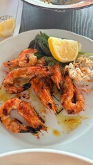 Seafood in a greek restaurant on the holidays