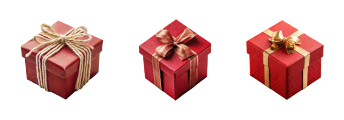 Gift wrapping ideas for christmas home holiday festive, isolated on transparent background, png set