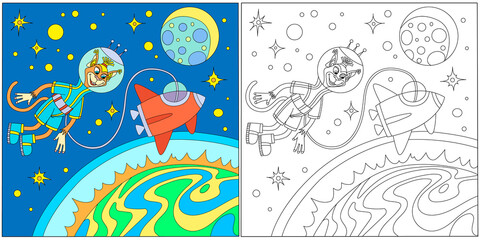 Coloring Monkey in Spac