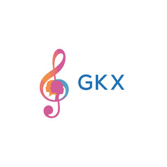 GKX  “Creative music logo with human silhouettes and treble clef in gradient colors, GKX  Later Logo, modern artistic design isolated on white background”
