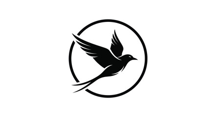 Vector art of silhouette of a bird in flight within a circle