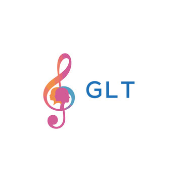 GLT  &ldquo;Creative music logo with human silhouettes and treble clef in gradient colors, GLT  Later Logo, modern artistic design isolated on white background&rdquo;
