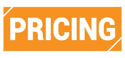 PRICING text written on orange stamp sign.
