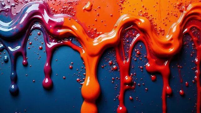 Ai generative Dynamic paint drips with vibrant texture and bold colors for artistic background videos