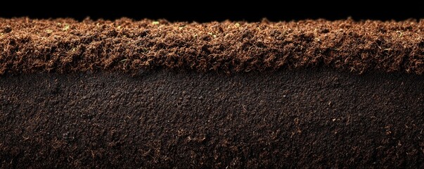 Close-up of dark brown soil layers