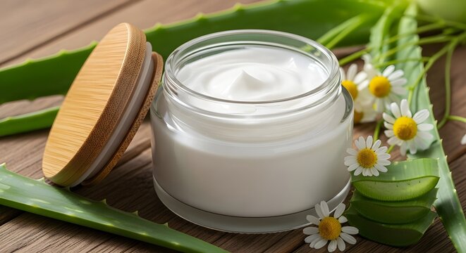 cosmetic cream and flower