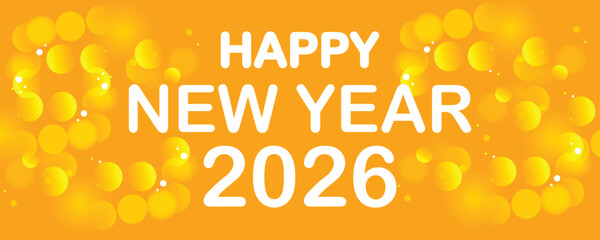 Happy New Year 2026. Template for greeting card, invitation, poster, flyer, web. Vector illustration isolated on background.