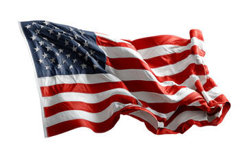 Waving American flag on a transparent background