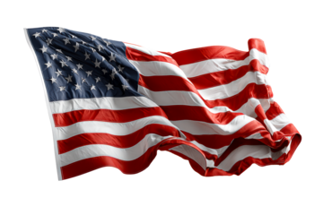 Waving American flag on a transparent background
