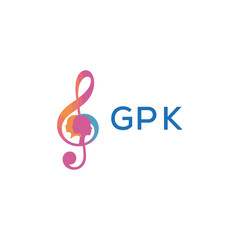 Obraz premium GPK “Creative music logo with human silhouettes and treble clef in gradient colors, GPK Later Logo, modern artistic design isolated on white background” 