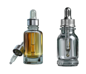Product of serum bottles high quality, isolated on transparent background, png set