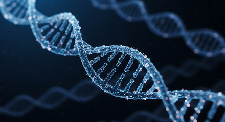 Futuristic Glowing DNA Helix with Personalized Data