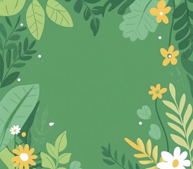 Simple flat vector illustration with cute green nature background for PowerPoint presentations