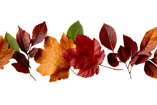 Colorful autumn leaves on clear backdrop