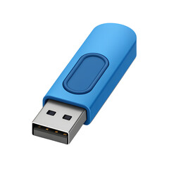 Blue usb flash drive isolated on transparent background