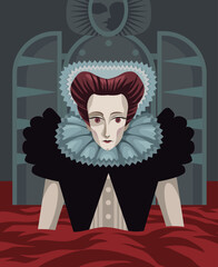 creepy bloody countess in a torture chamber