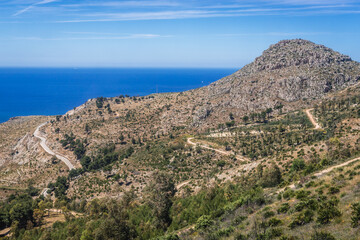 View from cable car connected Trapani city and Erice town on Sicily Island, Italy