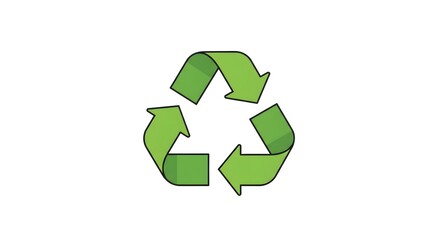 Obraz premium Green universal recycling symbol with three chasing arrows isolated on a white background, representing environmental conservation and waste management