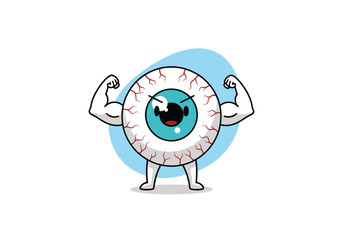 This muscular eyeball character is ready to flex its strong pupils and vision