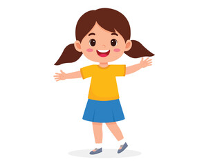 Cute little kid girl show happy and friendly pose with happy expression vector