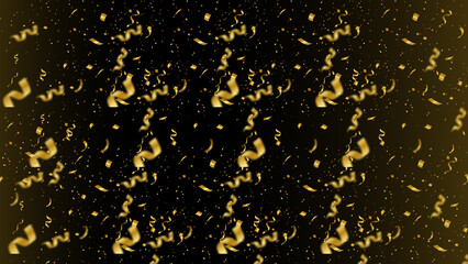 Celebration background with golden confetti and ribbons for party and events use