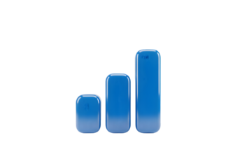 Dynamic blue 3D growth chart showcasing business success and financial progress, modern style