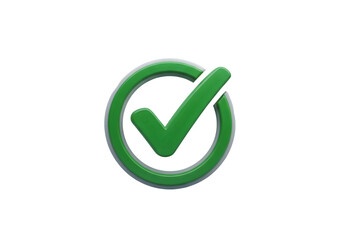 Green checkmark inside a circular outline, signifying approval and correctness.