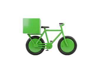 Vibrant green delivery bicycle with cargo box ready for fast urban transport and logistics services