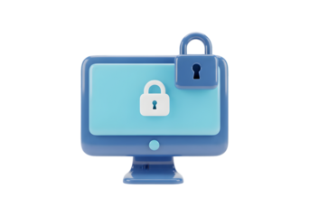 Secure digital protection: Computer monitor with padlock, symbolizing data privacy and cybersecurity