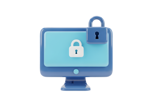 Secure digital protection: Computer monitor with padlock, symbolizing data privacy and cybersecurity