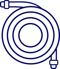 Hose pipe coil. Coiled pipe icon. Garden hose icon, vector illustration of equipment for gardening and watering plants, irrigation hose pipe doodle, isolated colored clipart on white background